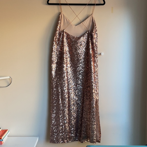 Zara rose gold sequin midi dress - Picture 5 of 10